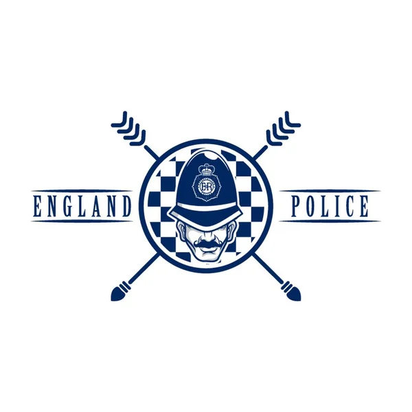 イギリスの警察官ラベルベクトルイラスト — ストックベクタ