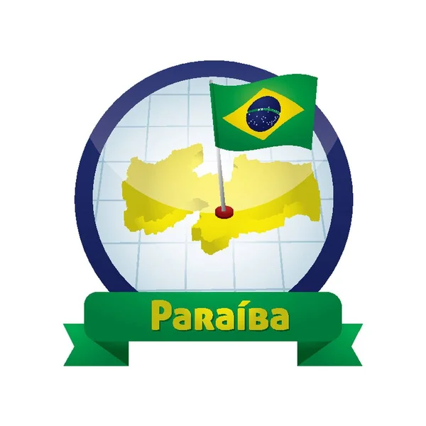Paraba Mappa Vettoriale Illustrazione — Vettoriale Stock