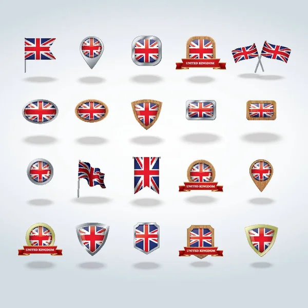 收集英国国旗图标 — 图库矢量图片