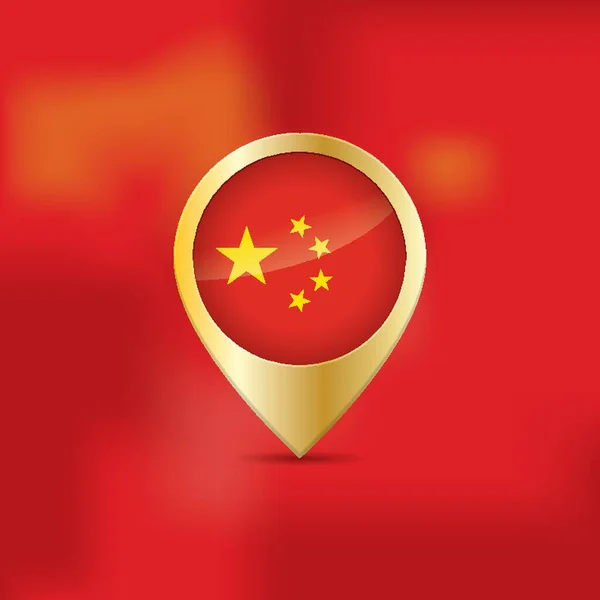 Chine Drapeau Carte Pointeur — Image vectorielle