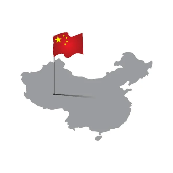 Китайский Флаг Карте — стоковый вектор