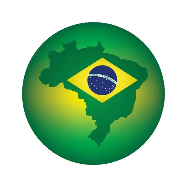 Icône Carte Drapeau Brésilien — Image vectorielle