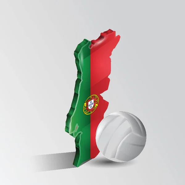 Portugiesische Landkarte Mit Volleyball — Stockvektor