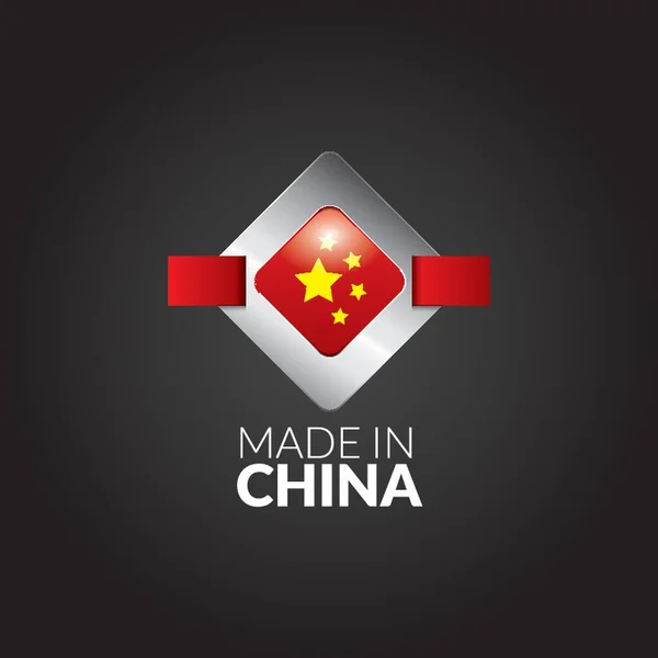 Fabriqué Chine Étiquette Drapeau — Image vectorielle