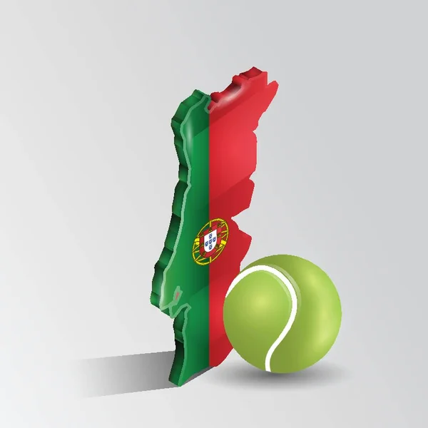 Portugiesische Landkarte Mit Tennisball — Stockvektor