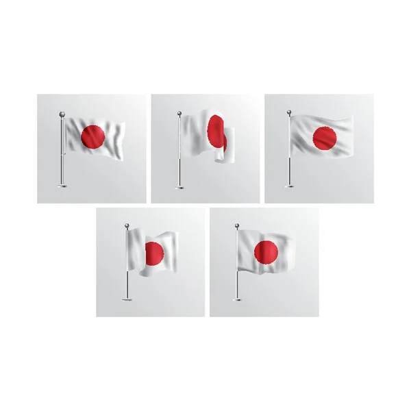 Collection Icônes Drapeau Japonais — Image vectorielle