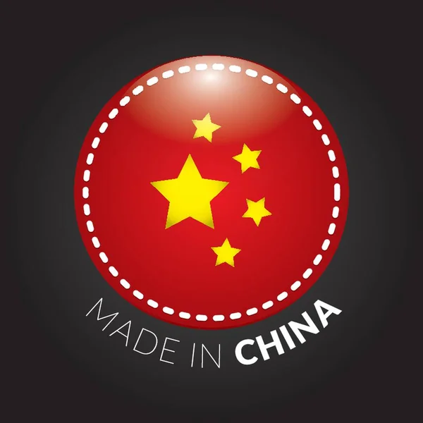 Wykonane Chińskiej Flagi Etykiety — Wektor stockowy