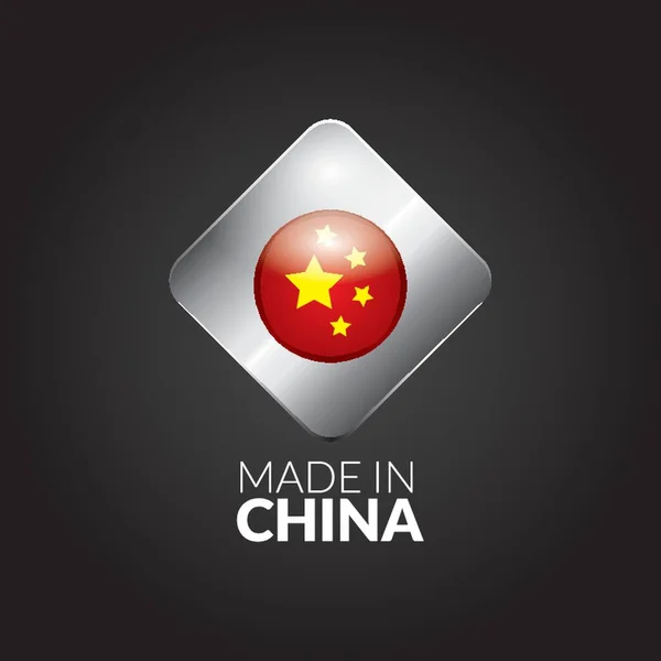 Wykonane Chińskiej Flagi Etykiety — Wektor stockowy