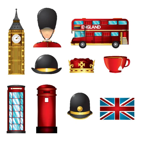 Conjunto Iconos Del Reino Unido — Vector de stock