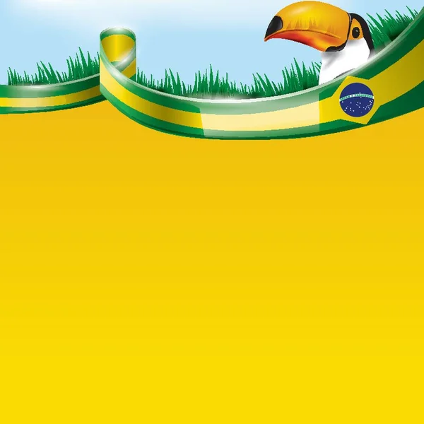 Bandera Brasil Con Toco Toucan — Archivo Imágenes Vectoriales