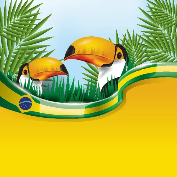 Bandeira Brasil Com Toco Tucano — Vetor de Stock