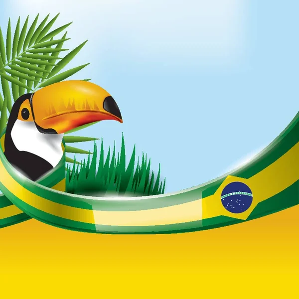 Brazil Flag Toco Toucan — Stock Vector