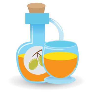 Cam kaplı zeytin yağı şişesi.