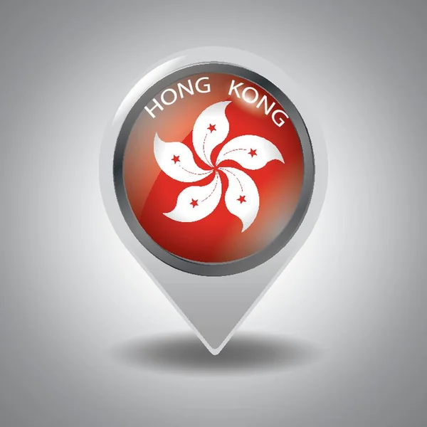 Hong Kong Bandera Mapa Puntero — Vector de stock