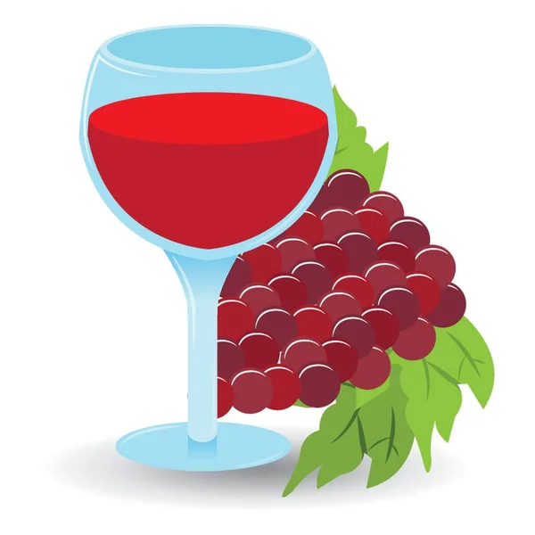 Wine Glass Grapes — Stock Vector