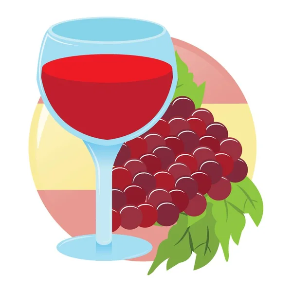 Bicchiere Vino Con Uva — Vettoriale Stock