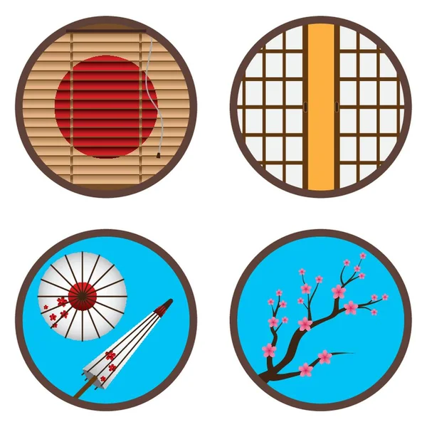 Різноманітний Японський Вибір Значків — стоковий вектор
