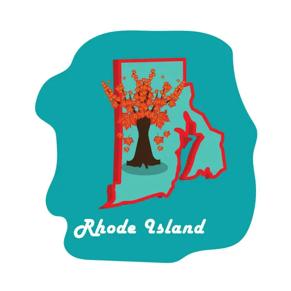 Rhode Island State Karte Mit Rotem Ahorn — Stockvektor