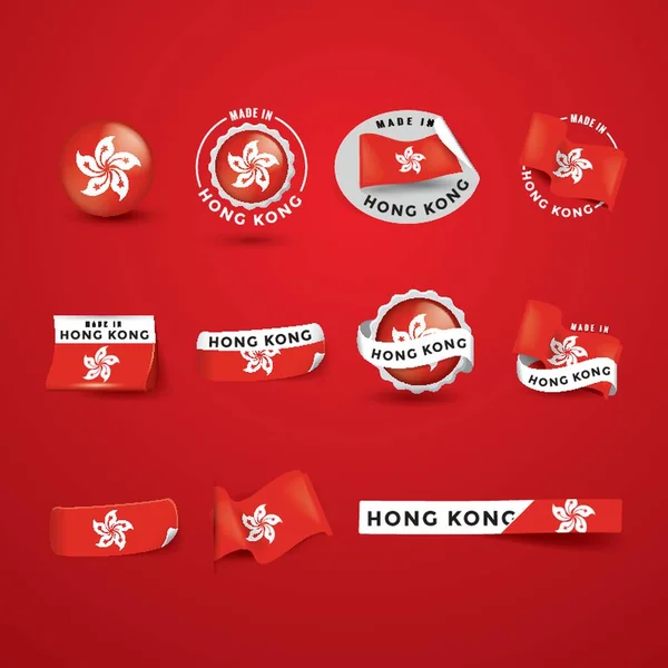 Raccolta Hong Kong Bandiera Icone — Vettoriale Stock