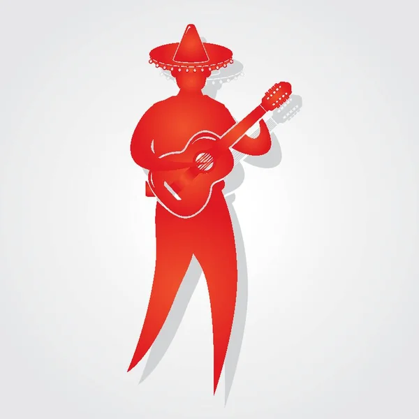 Mexicain Homme Avec Guitare — Image vectorielle