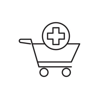 Artı sembollü alışveriş arabası.