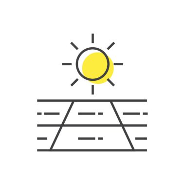 Güneş resimli bir güneş paneli.