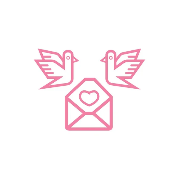 Pigeons Avec Lettre Amour — Image vectorielle