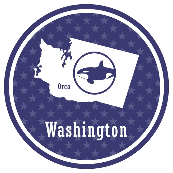 Washington State Map Mit Orca — Stockvektor