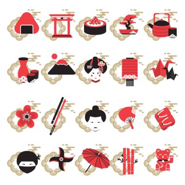 collection of japanese icons clipart