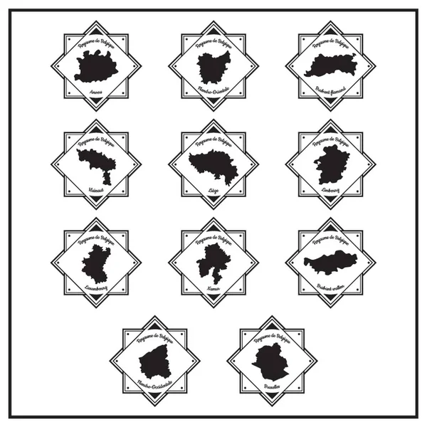 Provincie België Brengt Labels Kaart — Stockvector