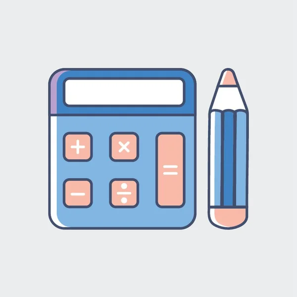 Calculator Pencil Illustration — Stock Vector