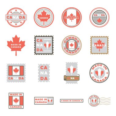 Kanada etiketleri ve posta pulları koleksiyonu