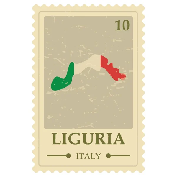 Mapa Liguria Sello Postal — Vector de stock