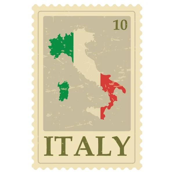 Italia Mapa Sello Postal — Vector de stock