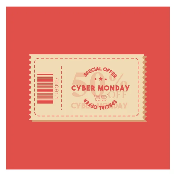 Cyber Monday Cupom Venda — Vetor de Stock