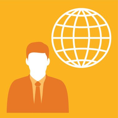 İş adamı ve dünya simgesi