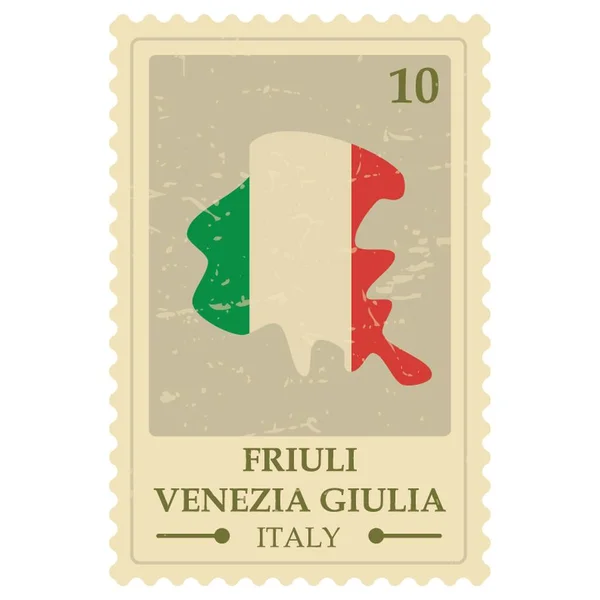 Friuli Venezia Giuilia Carte Postale Timbre — Image vectorielle