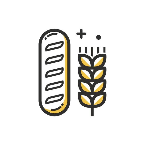 Ein Französisches Brot Und Weizen Illustration — Stockvektor