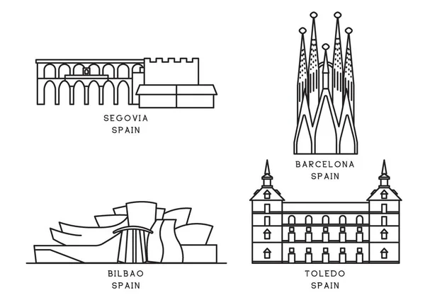 Kolekce Památek Španělska — Stockový vektor