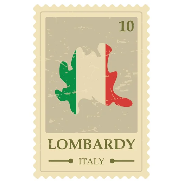 Lombardy地图邮票 — 图库矢量图片