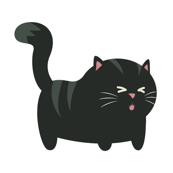 黒猫フルボディ右ビュー — ストックベクタ