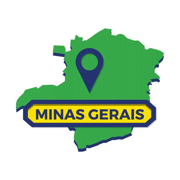 Minas Gerais Kaart Met Kaart Pin — Stockvector