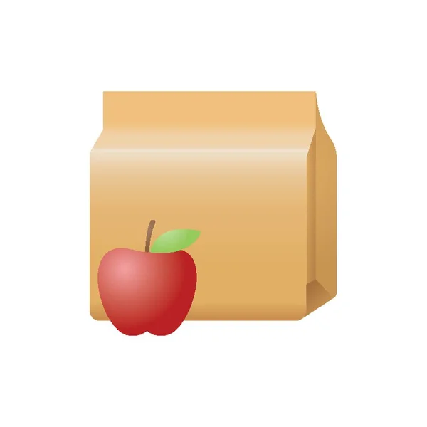 Una Ilustración Manzana Bolsa Papel — Vector de stock