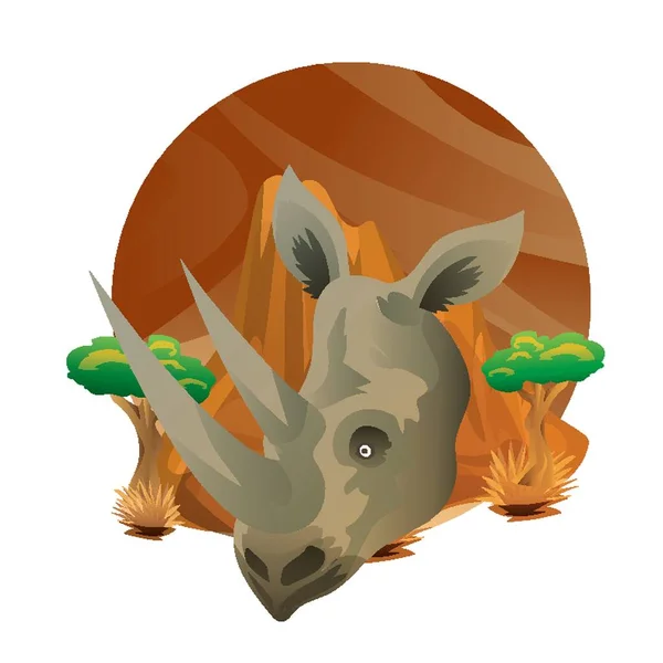 Uma Ilustração Cabeça Rinoceronte — Vetor de Stock