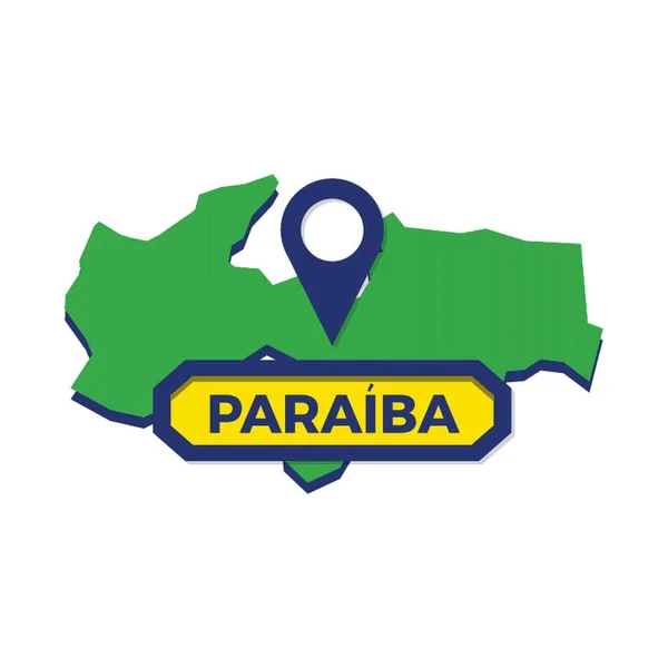 Paraiba Térkép Térképcsapszeggel — Stock Vector