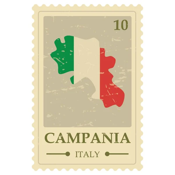 Kampanien Karte Briefmarke — Stockvektor