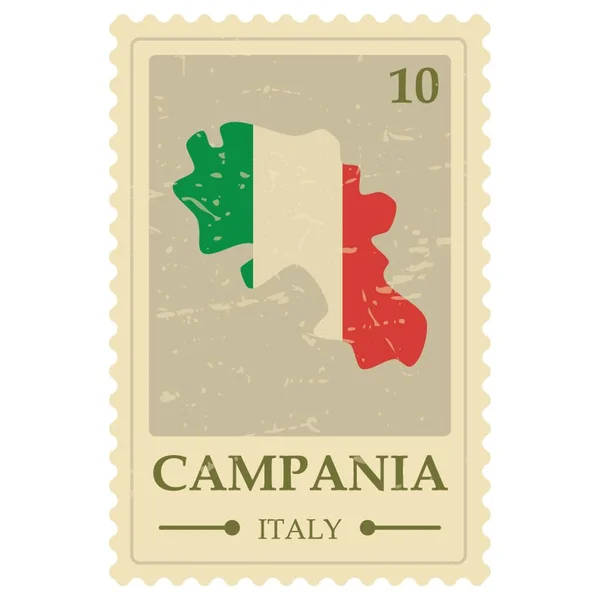 Campania Mapa Selo Postal — Vetor de Stock