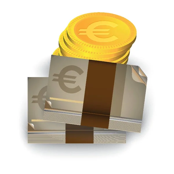 Euro Currency Notes Coins — Stock Vector