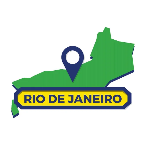 Rio Janeiro Mapa Con Pin Mapa — Archivo Imágenes Vectoriales