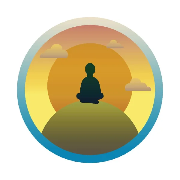 Boy Doing Meditation Vector Illustration — Stock Vector